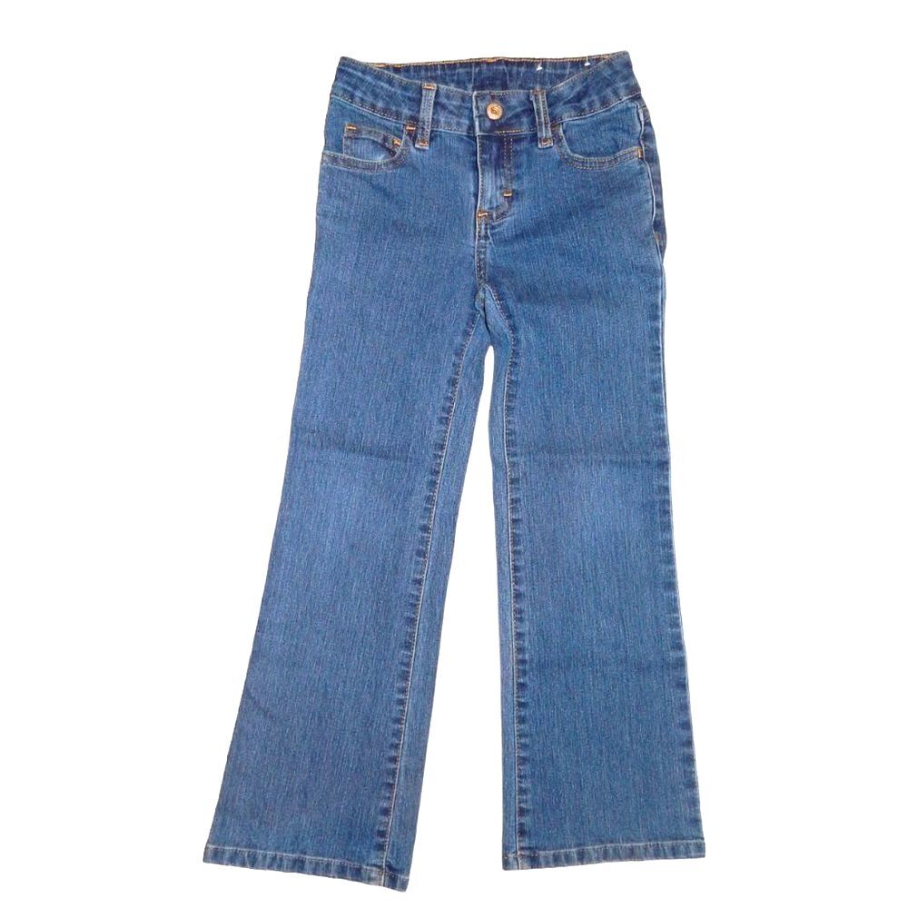 Faded Glory Medium Wash Flare Jeans Girls 6 Slim Adjustable Waist Denim